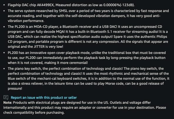 SMSL S.M.S.L PL200 MQA CD Player DAC AK4499EX DSD512 Bluetooth LDAC Aptx-HD New - GreshamTech