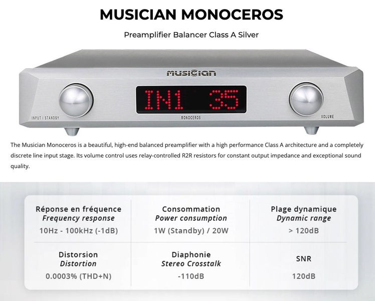 MUSICIAN MONOCEROS Preamplifier Balanced Class A Amplifier Brand New - GreshamTech