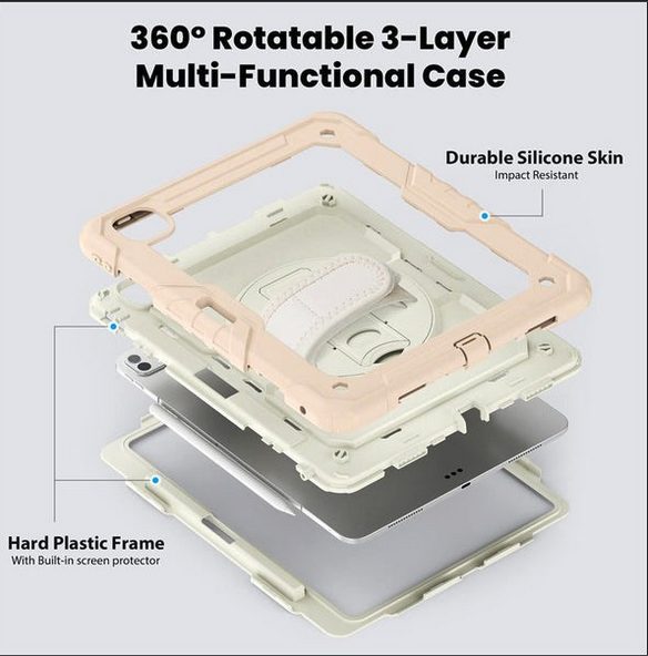 New iPad Pro 11 / 13 inch 2024 (M4) Shockproof Stand Case White color New - GreshamTech