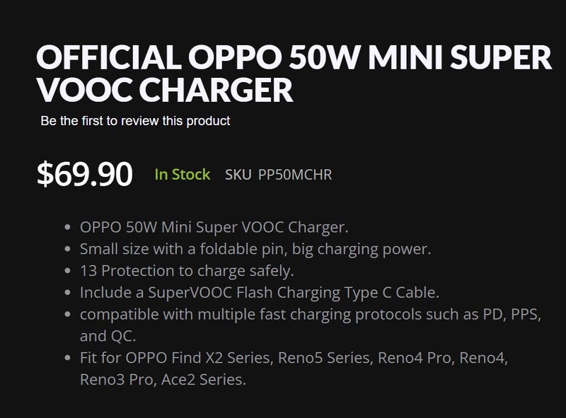 OPPO 50W mini VOOC Wall charger small size Brand New - GreshamTech
