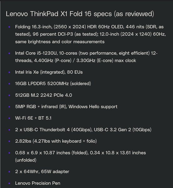 Thinkpad X1 Fold Gen2 16 inch 2K Foldable Tablet 16GB+512GB 5G Cellular 2024 - GreshamTech