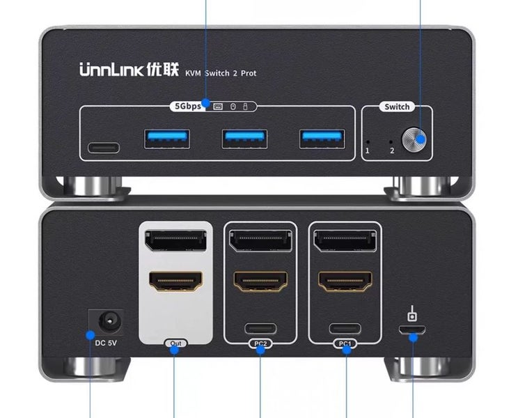 ULink KVM for Display and Mice Keyboard DP and HDMI 8K 60hz and 4K 240Hz New - GreshamTech