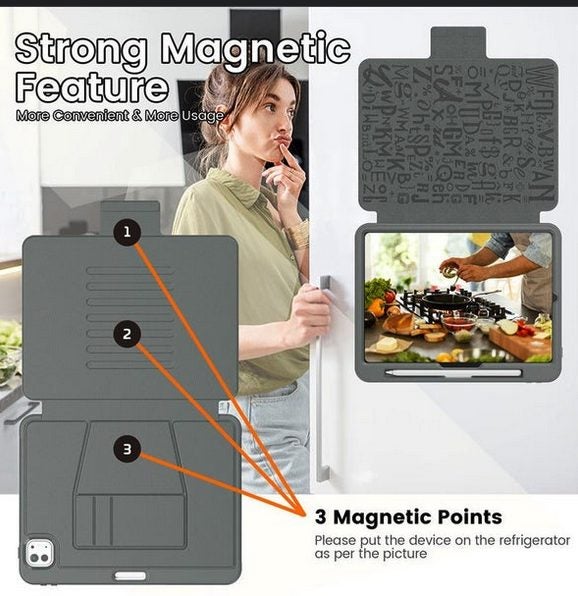 New iPad Pro 11 / 13 inch 2024 (M4) Grey Stand Case Brand New - GreshamTech