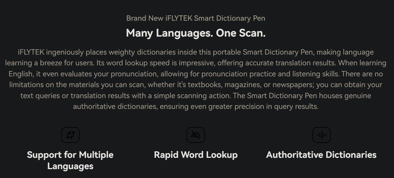 iFLYTEK Smart Dictionary Pen Support for 60 Languages Brand New - GreshamTech