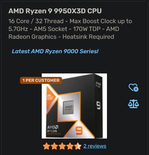 AMD CPU 9950X3D 16 cores Brand New - GreshamTech