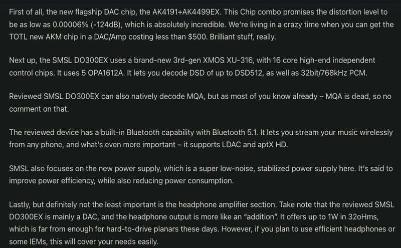 SMSL S.M.S.L Audio DO300EX Audio high fidelity DAC DAP AK4499 Amplifier New - GreshamTech