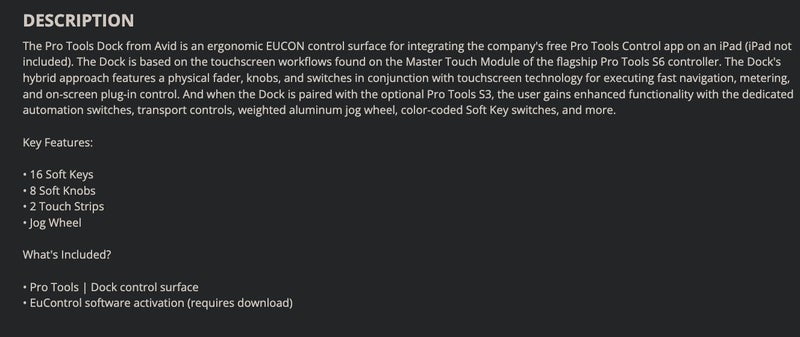 AVID Pro Tools Dock Control Surface Music production Keyboard controller New - GreshamTech