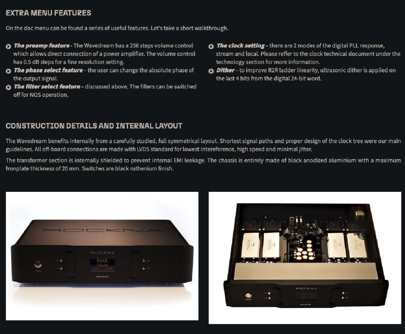 ROCKNA WAVEDREAM Signature 26 Bit DAC high fidelity Like New Black color - GreshamTech