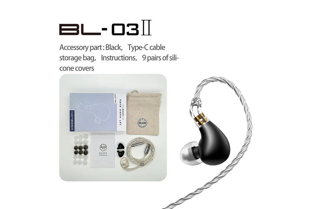 BLON BL03 II 10mm Dual Dynamic Driver In-Ear Headphone - GreshamTech