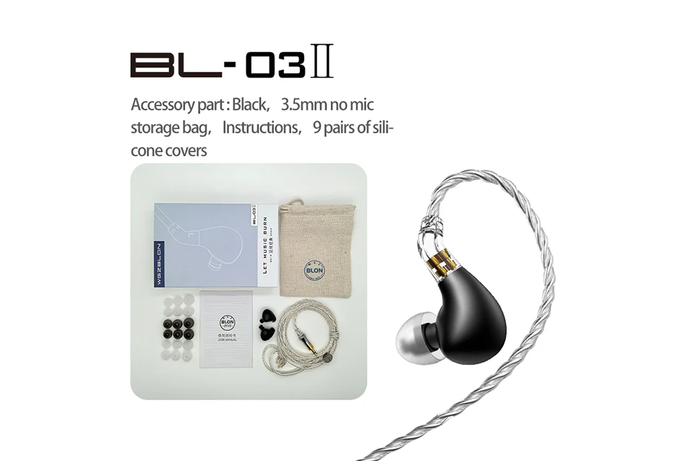 BLON BL03 II 10mm Dual Dynamic Driver In-Ear Headphone - GreshamTech