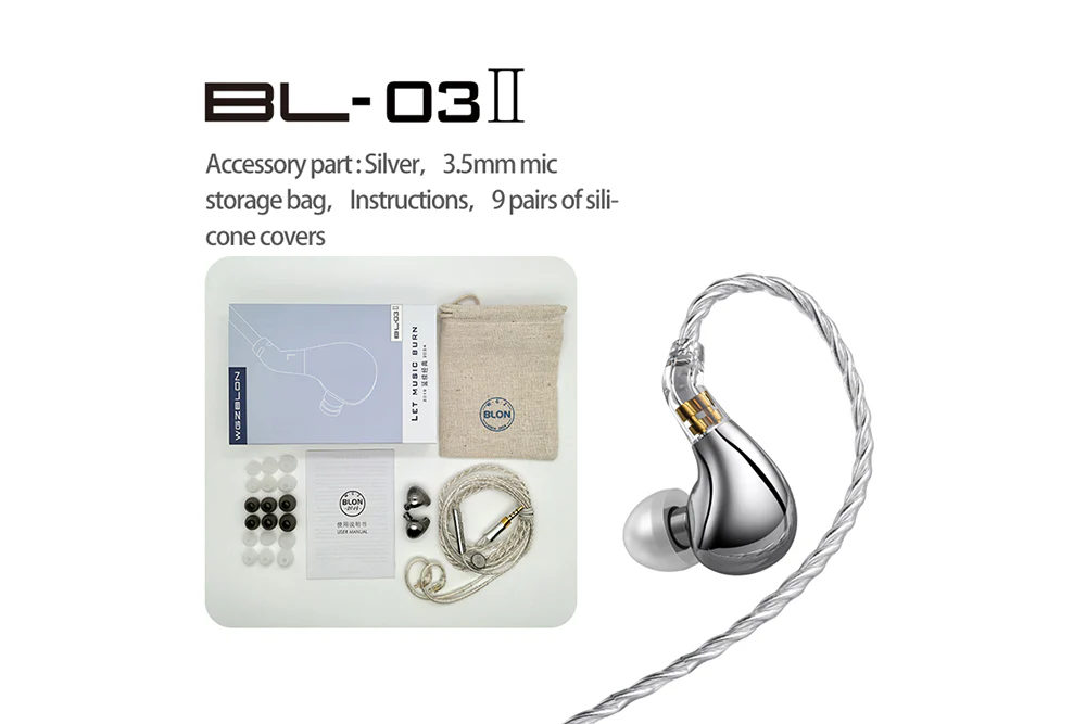 BLON BL03 II 10mm Dual Dynamic Driver In-Ear Headphone - GreshamTech