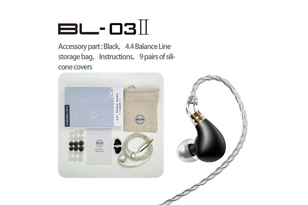 BLON BL03 II 10mm Dual Dynamic Driver In-Ear Headphone - GreshamTech