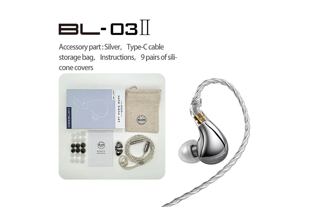 BLON BL03 II 10mm Dual Dynamic Driver In-Ear Headphone - GreshamTech