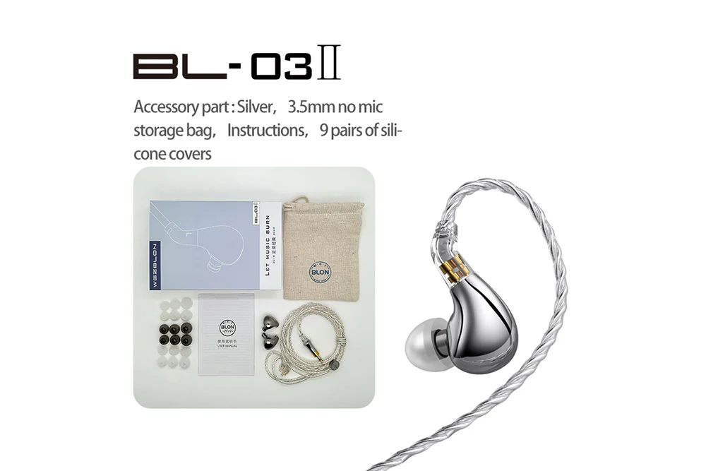 BLON BL03 II 10mm Dual Dynamic Driver In-Ear Headphone - GreshamTech