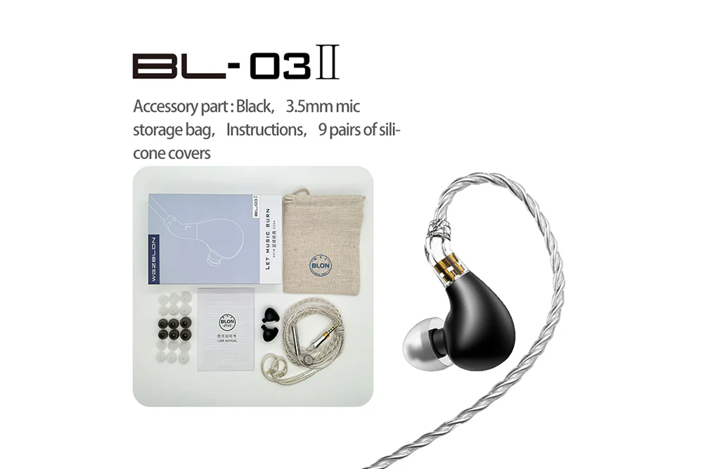 BLON BL03 II 10mm Dual Dynamic Driver In-Ear Headphone - GreshamTech
