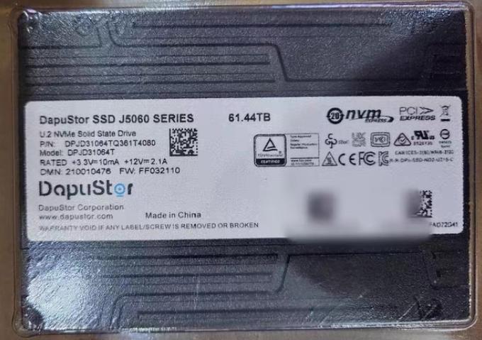DapuStor J5060 61.44TB QLC U.2 Data Center Enterprise SSD Brand New - GreshamTech