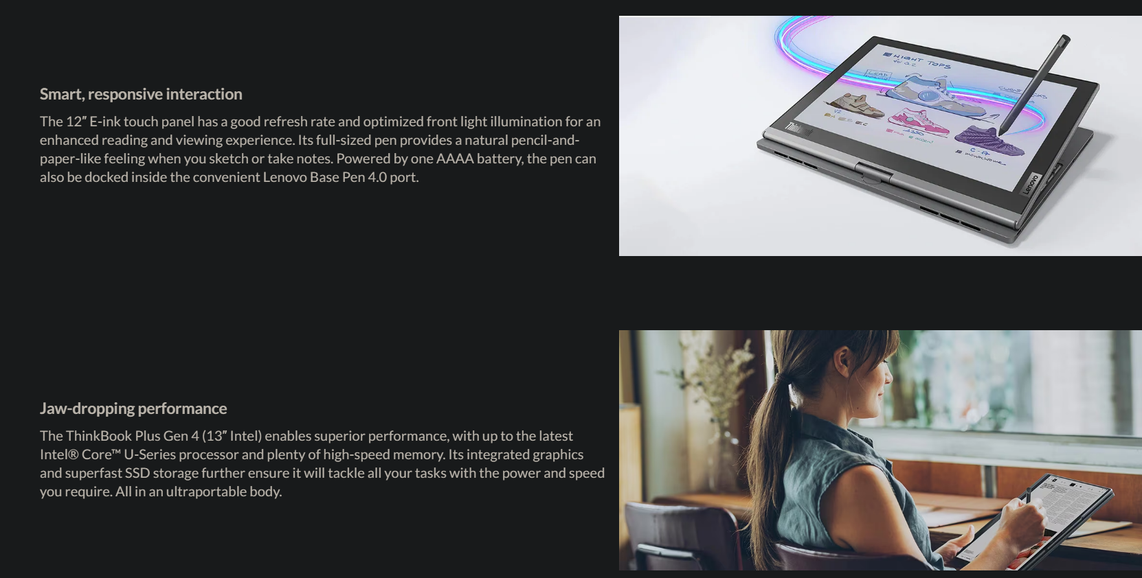 ThinkBook Plus Gen4 Twist i7-1355U 16GB+512GB OLED + E-ink Dual Display Laptop - GreshamTech