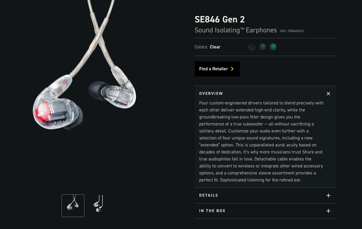 Shure SE846 Gen 2 IEM In-Ear-Monitor Sound Isolating Earphones Brand New - GreshamTech