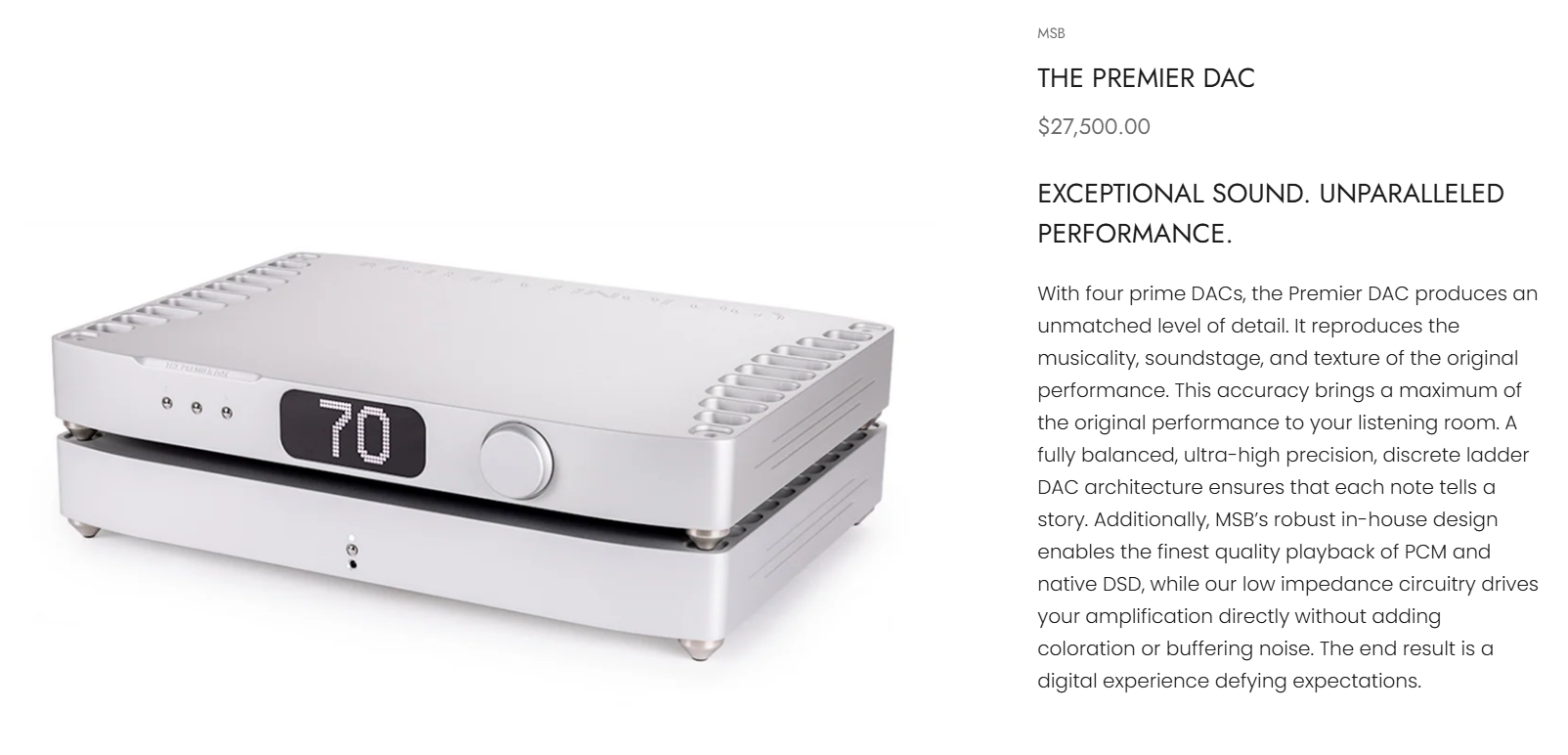 MSB The Premier DAC DAP high fidelity Brand New - GreshamTech