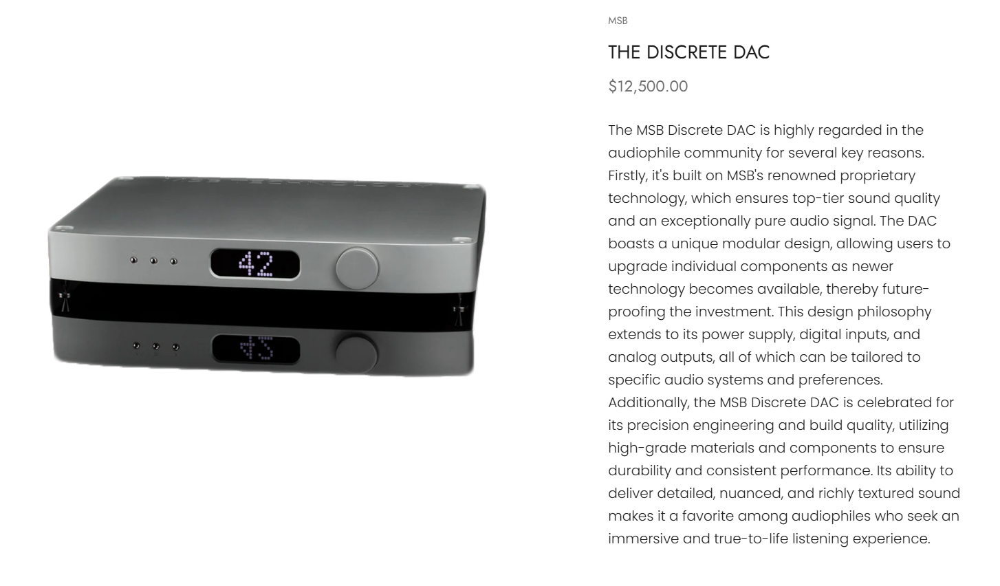 MSB The Discrete DAC DAP high fidelity Brand New - GreshamTech