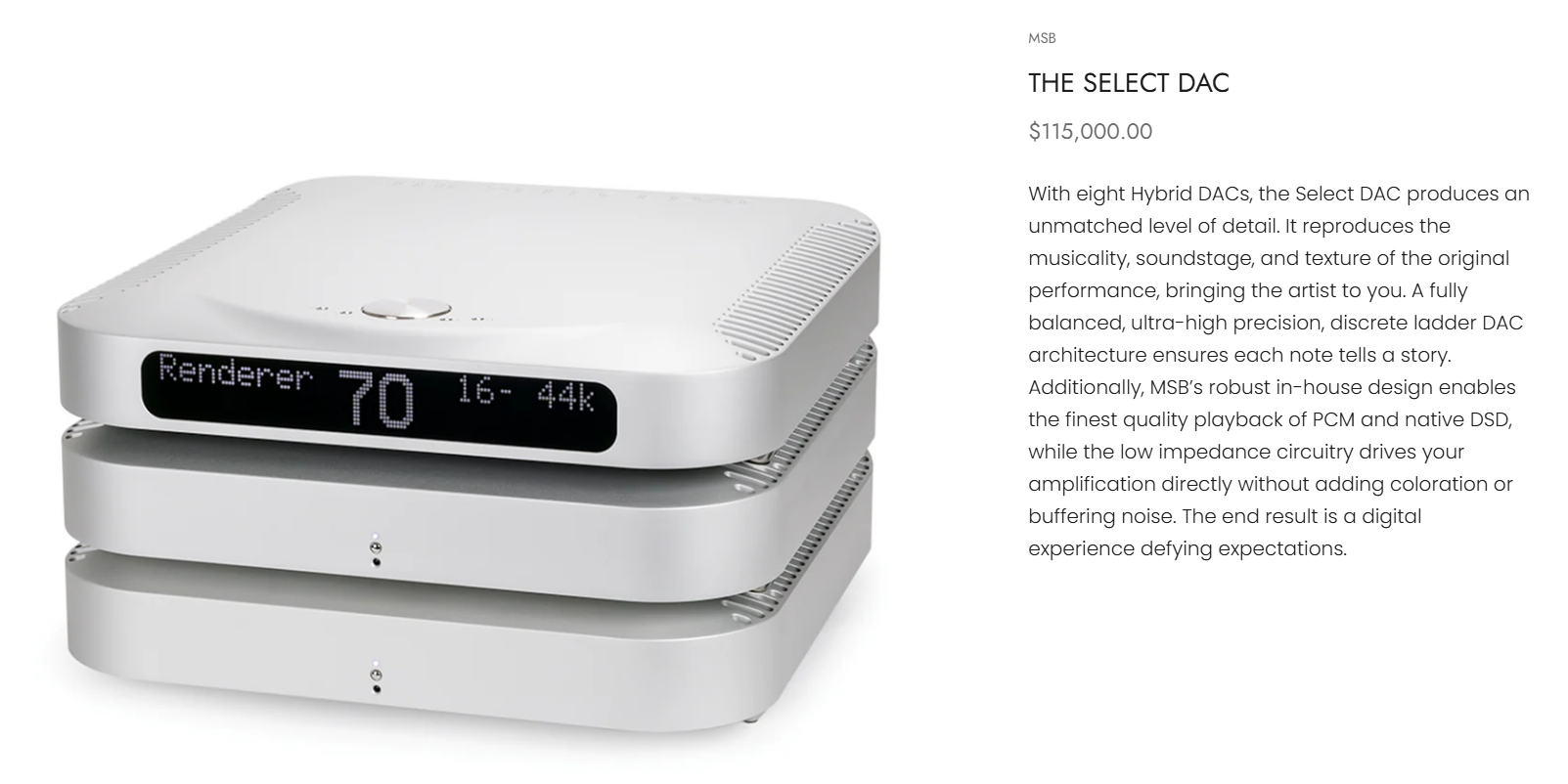 MSB The Select DAC DAP high fidelity Brand New - GreshamTech