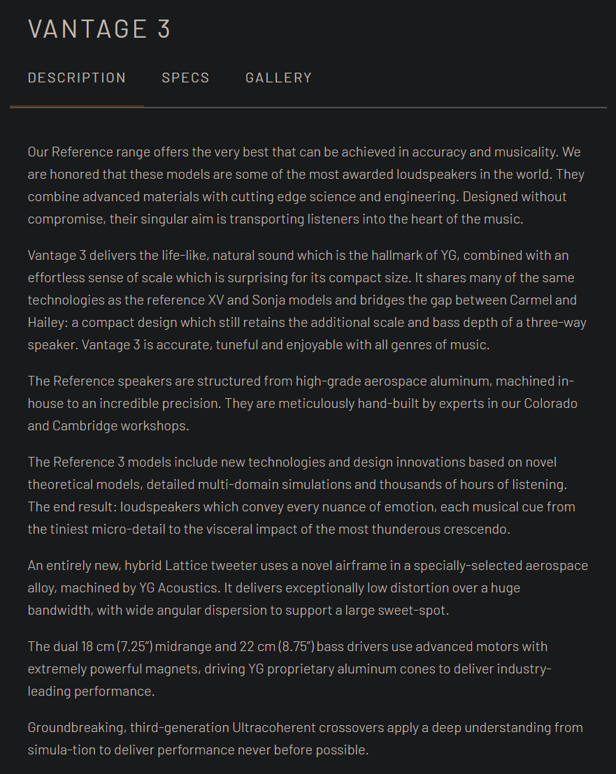 YG Acoustics Vantage 3 Speaker Brand New - GreshamTech