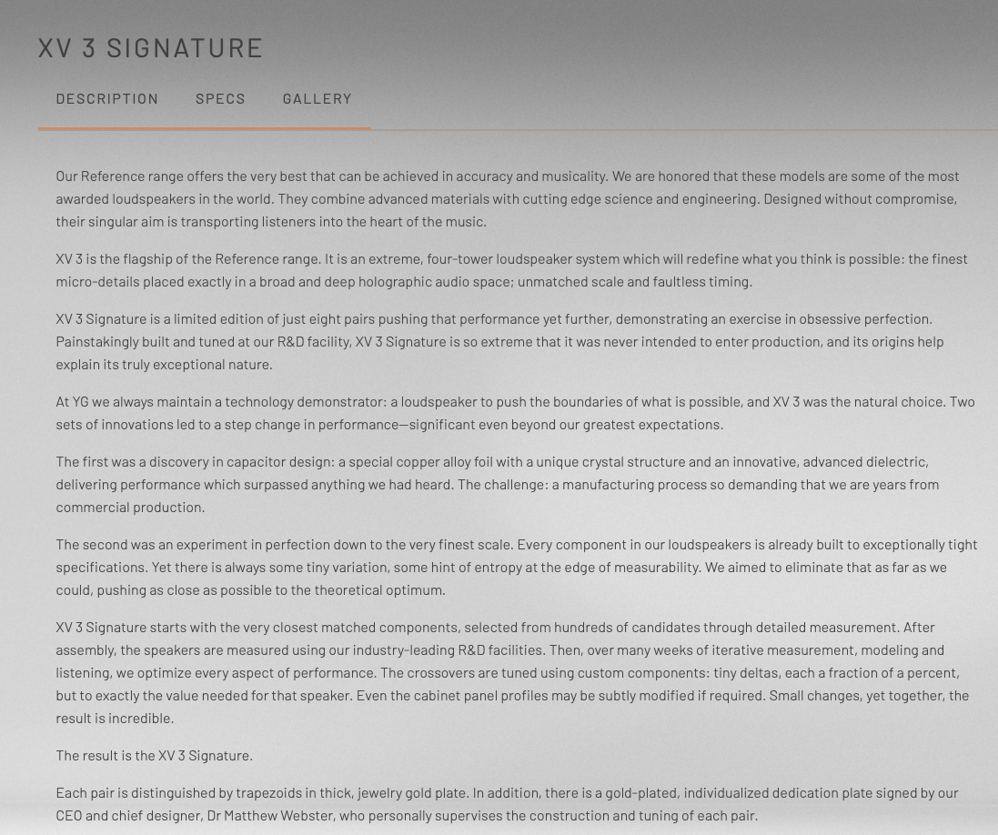 YG Acoustics XV 3 SIGNATURE Speaker Brand New - GreshamTech