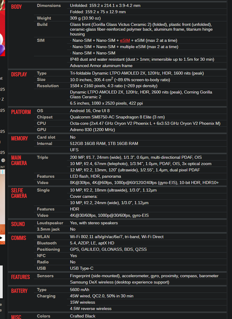 Samsung Trifold Foldable 10'' Mobile phone Brand New Qualcomm 8 Elite - GreshamTech