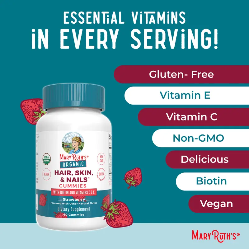 MaryRuth's Hair Skin and Nail Vitamins For Ages 14+ - 60 Count Healthcare Dietary