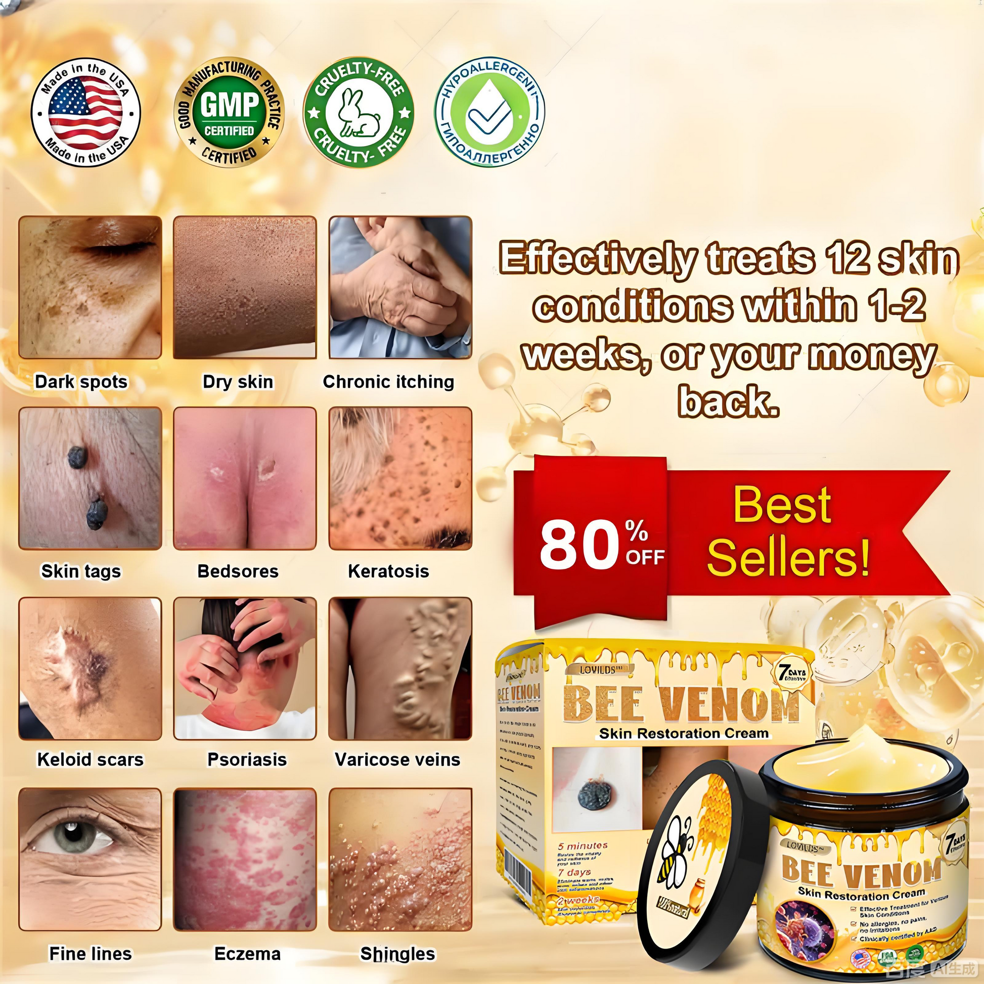 🎁 Limited-time offer: 55% off! LOVILDS™ 🐝 Bee Venom Skin Restoration Cream 🐝