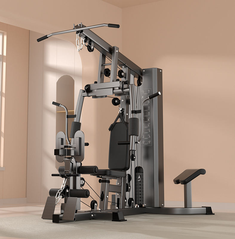 All-In-One Home Gym Equipment Full Training Workout Station with Weight Stack Pulley System Multi-Function Exercise Gear