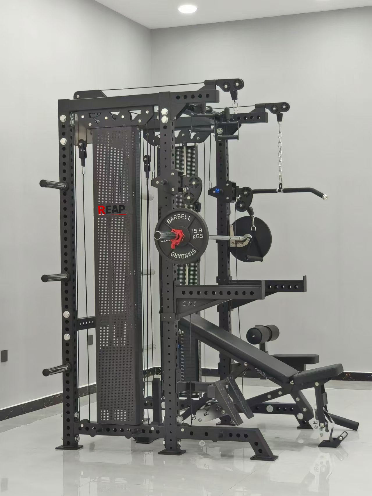 Unisex Professional Multi-Functional Steel Smith Machine and Rack for Gym Workouts