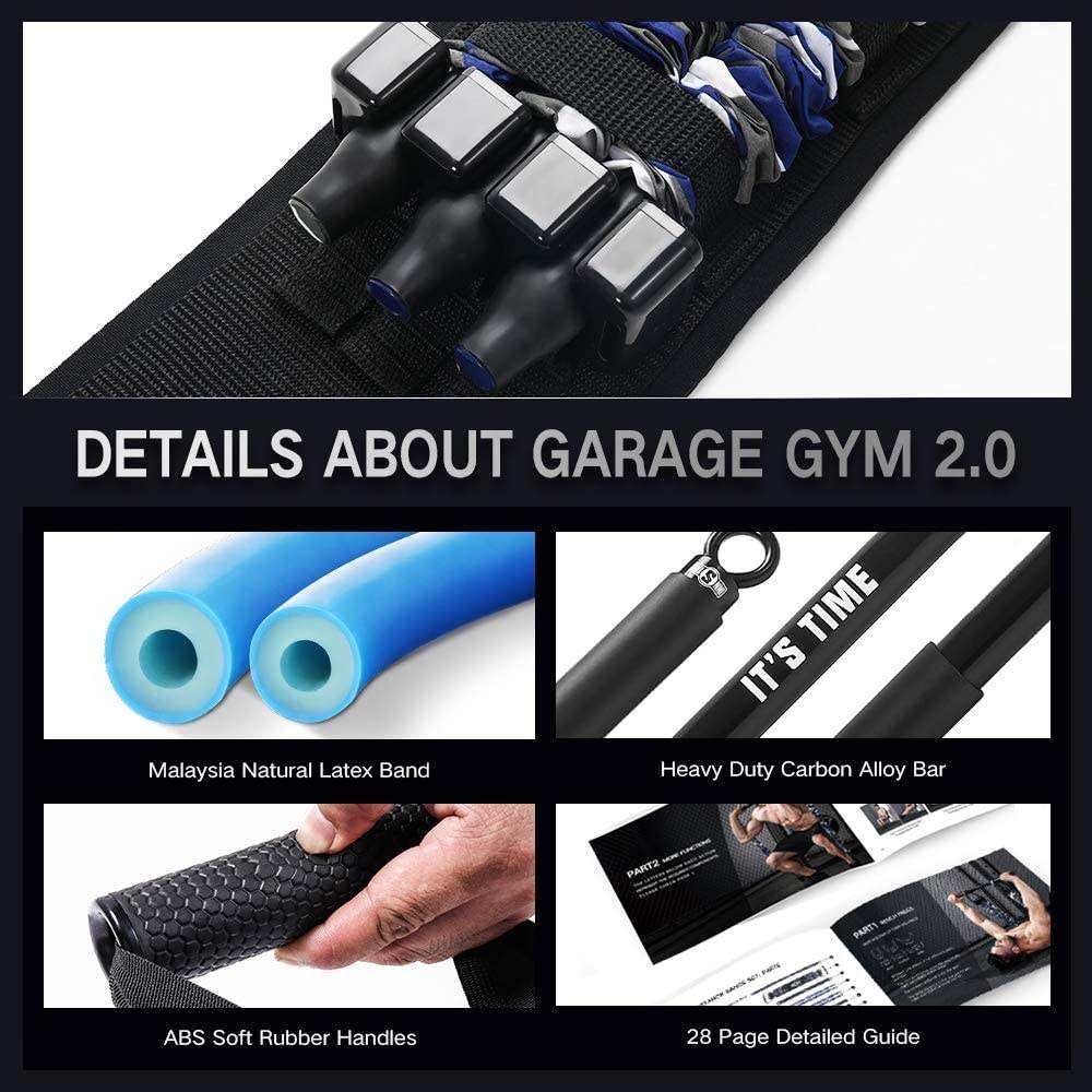 Home Gym Workout Fitness Equipment Set with 6 Resistance Bands and 8 Accessories - Complete Home Fitness Kit