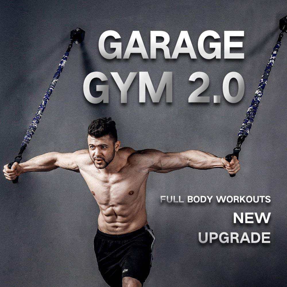 Home Gym Workout Fitness Equipment Set with 6 Resistance Bands and 8 Accessories - Complete Home Fitness Kit