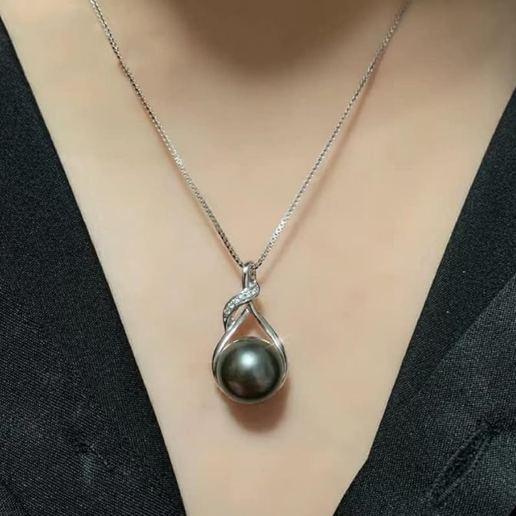 Gifts for Women Wife-Tahitian-Black-Pearl-Necklace-Gift for Wife Wedding Birthday Anniversary Jewelry-Mom Girlfriend Her Mothers Day Gifts for Mom Women Valentines Christmas Day