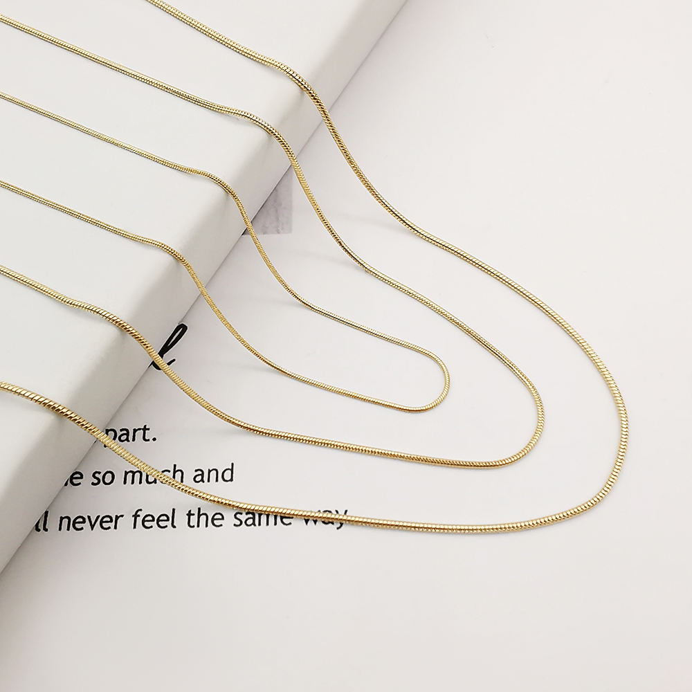 Unisex 18K Solid Gold Snake Chain Necklace Classic Religious Jewelry for Wedding Anniversary