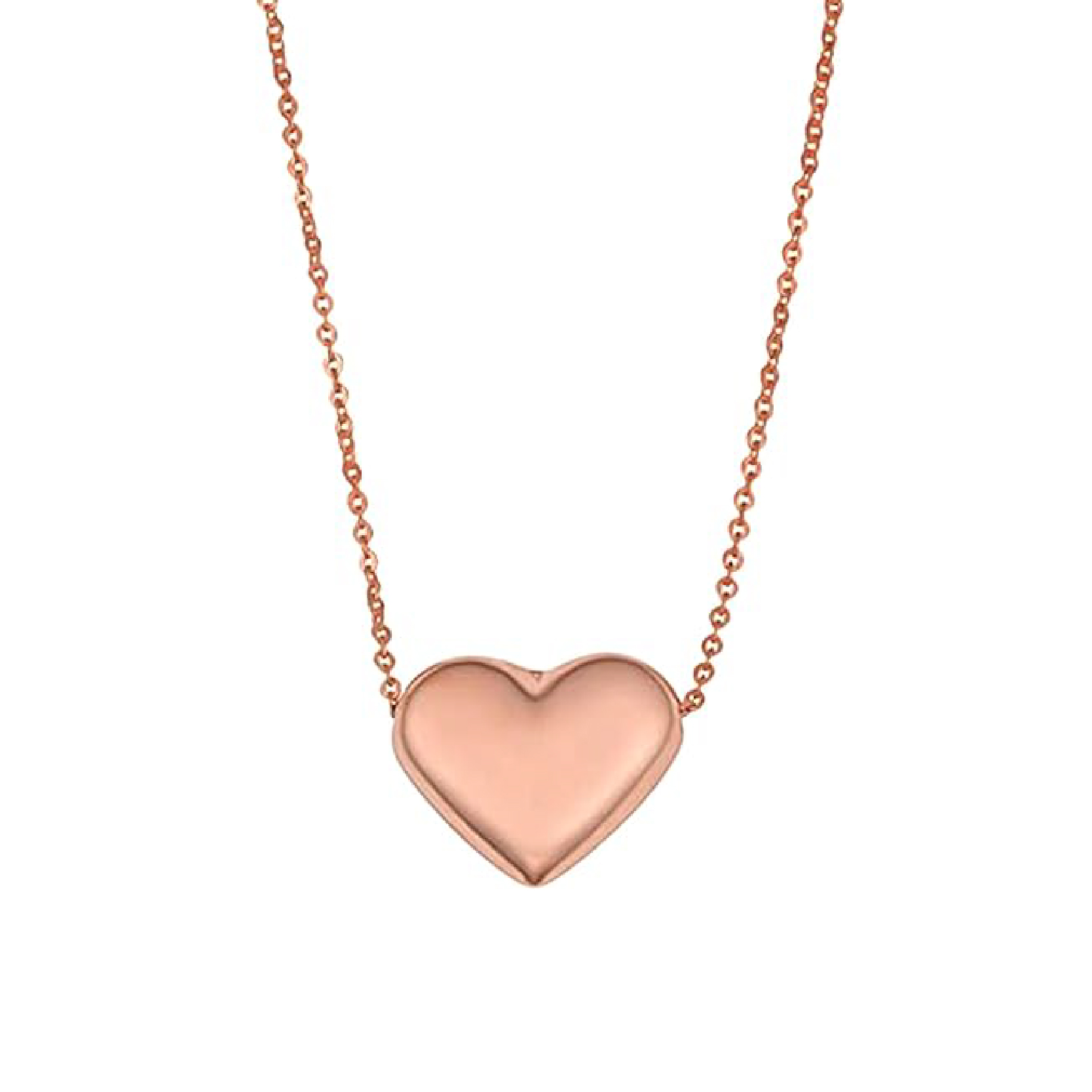 Jewelry Affairs Real Gold Puffed Heart Pendant Necklace, 18