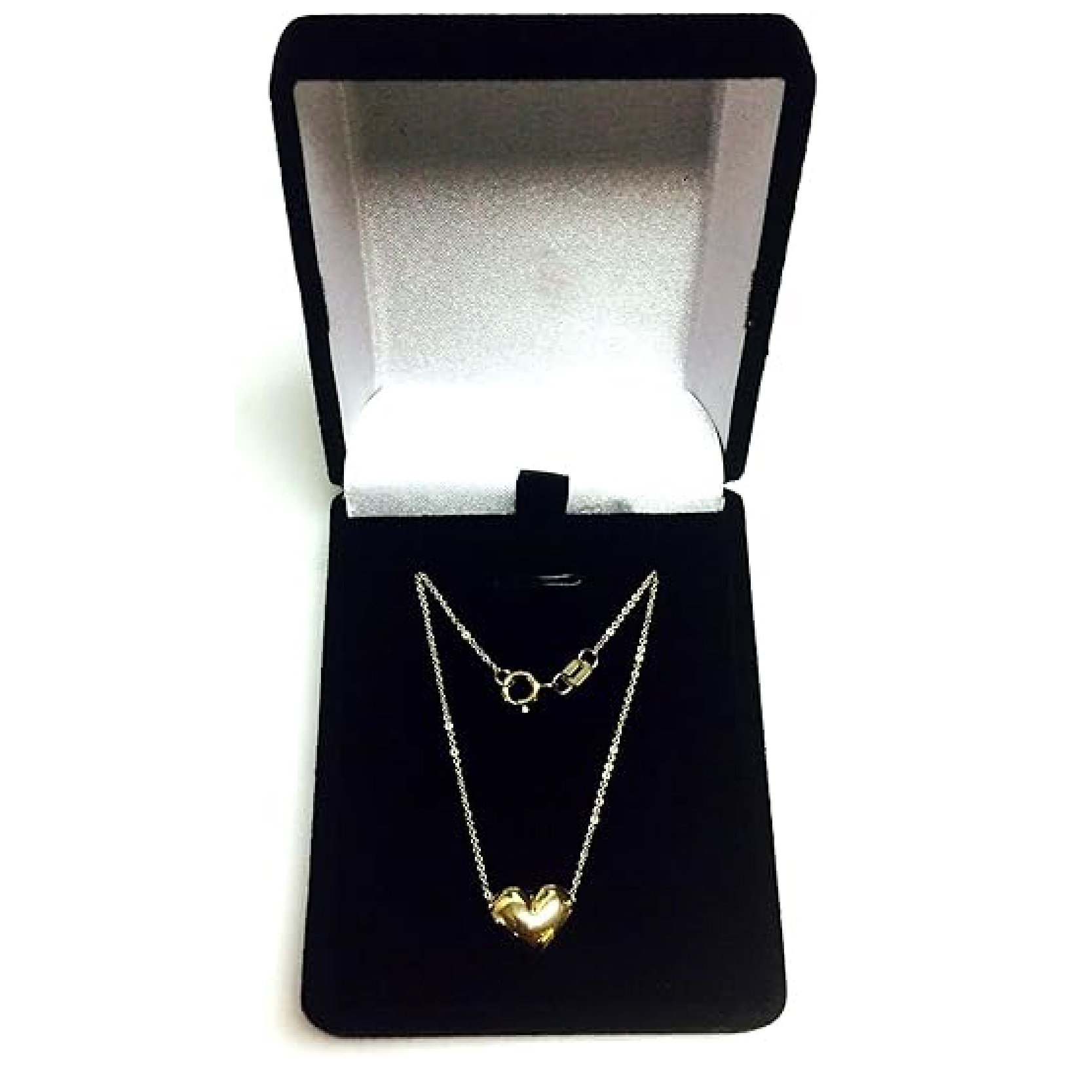 Jewelry Affairs Real Gold Puffed Heart Pendant Necklace, 18