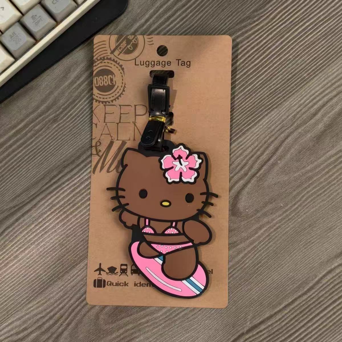 Black Hello Kitty SURFING Luggage Tag