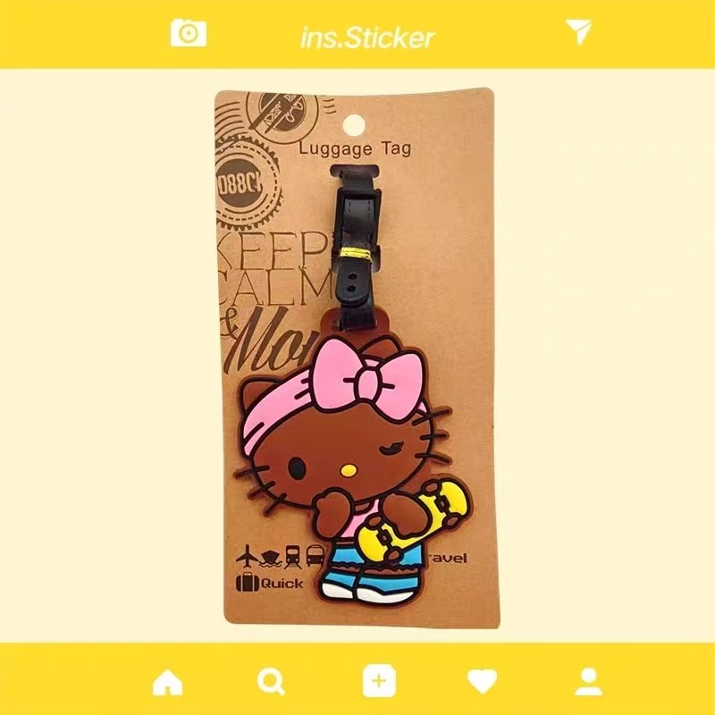 Black Hello Kitty SKATEBOARD Luggage Tag