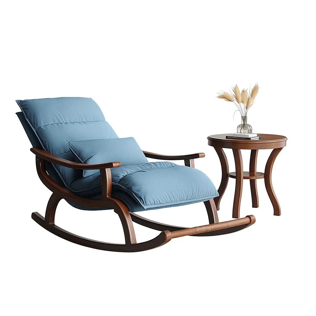 Ensemble 2 pièces avec fauteuil à bascule et table basse en bois