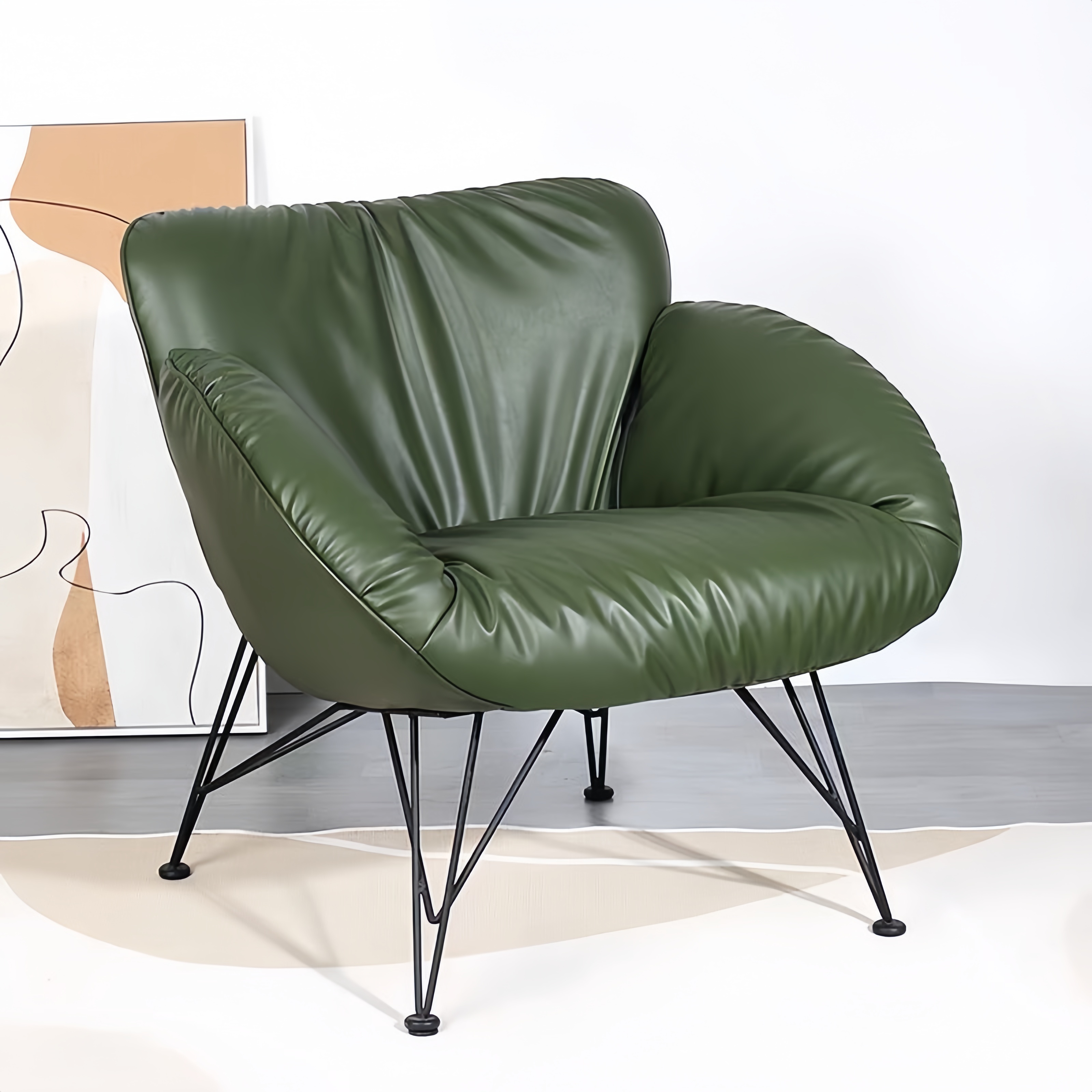 Fauteuil moderne rembourré avec structure en métal