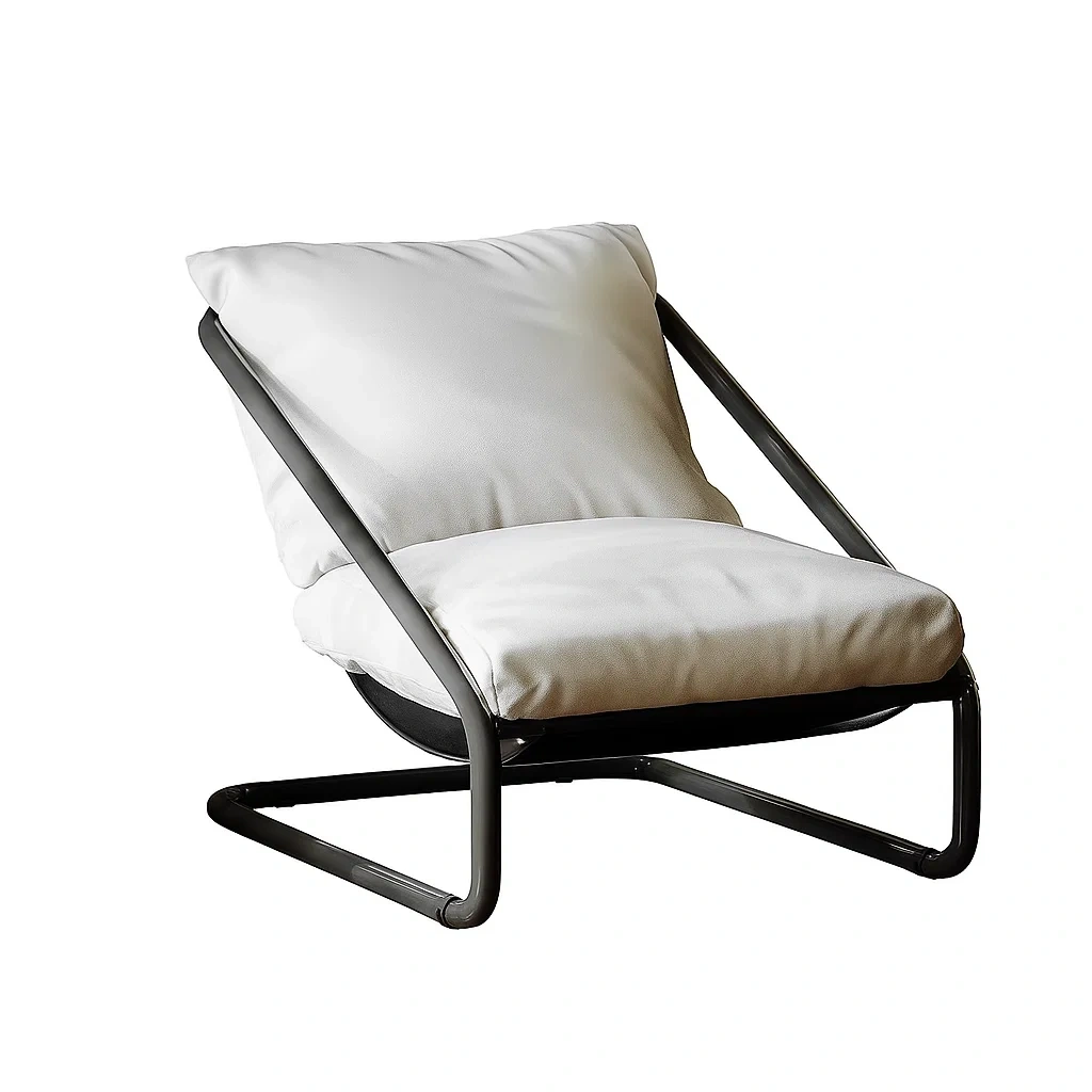 Fauteuil design moderne avec structure en métal et coussins rembourrés