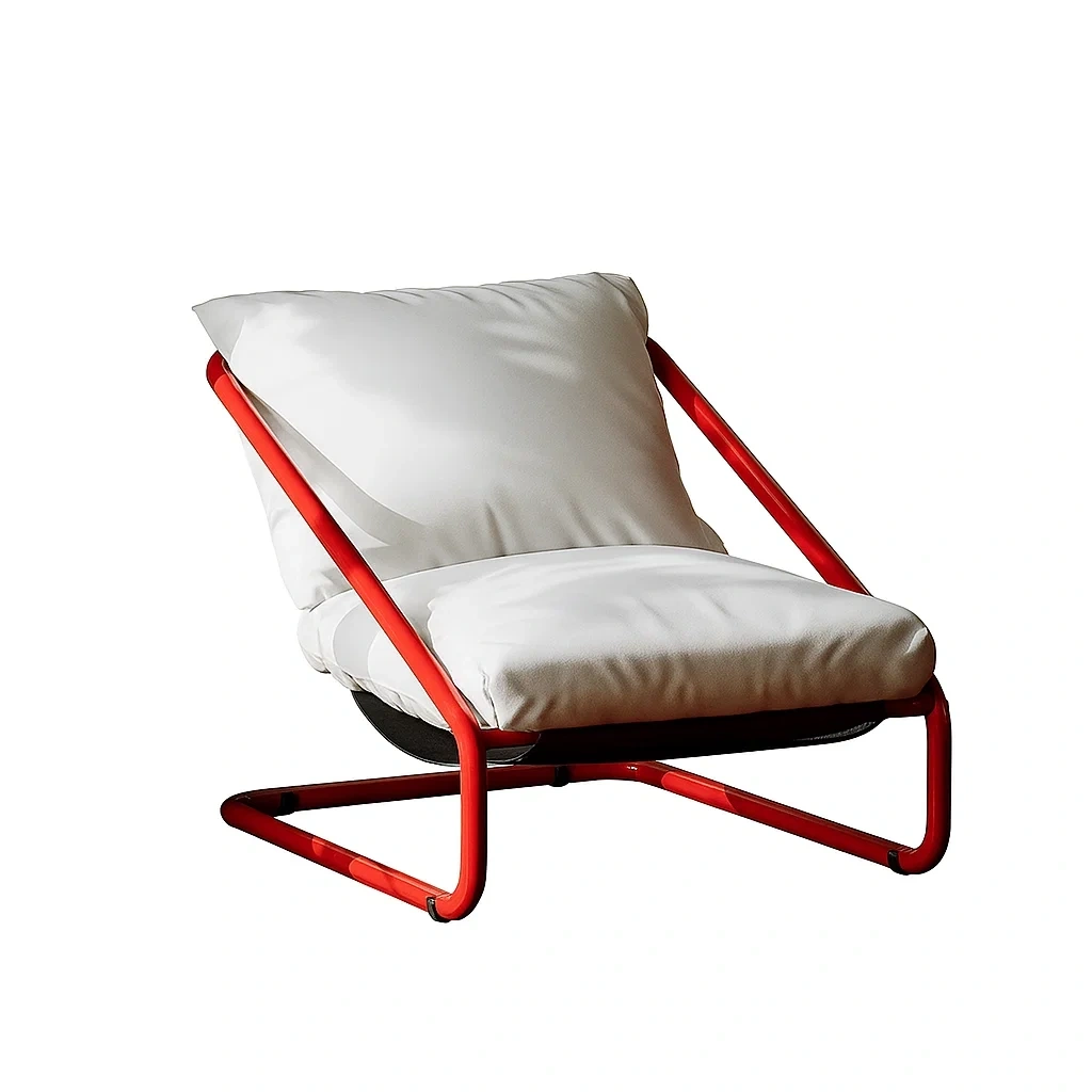 Fauteuil design moderne avec structure en métal et coussins rembourrés