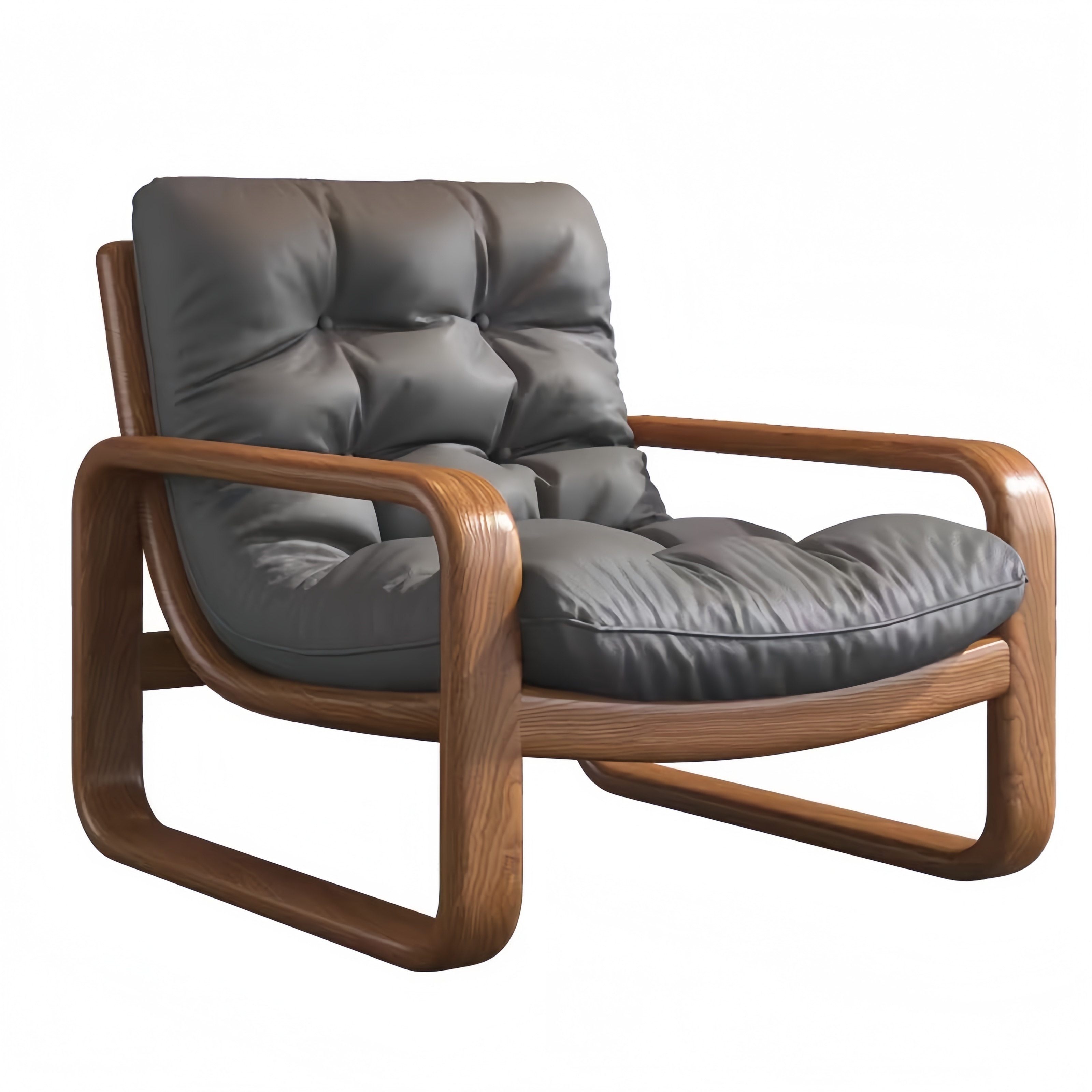Fauteuil moderne capitonné avec structure en bois massif