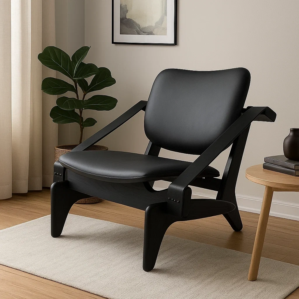 Chaise design moderne en bois massif et assise rembourrée