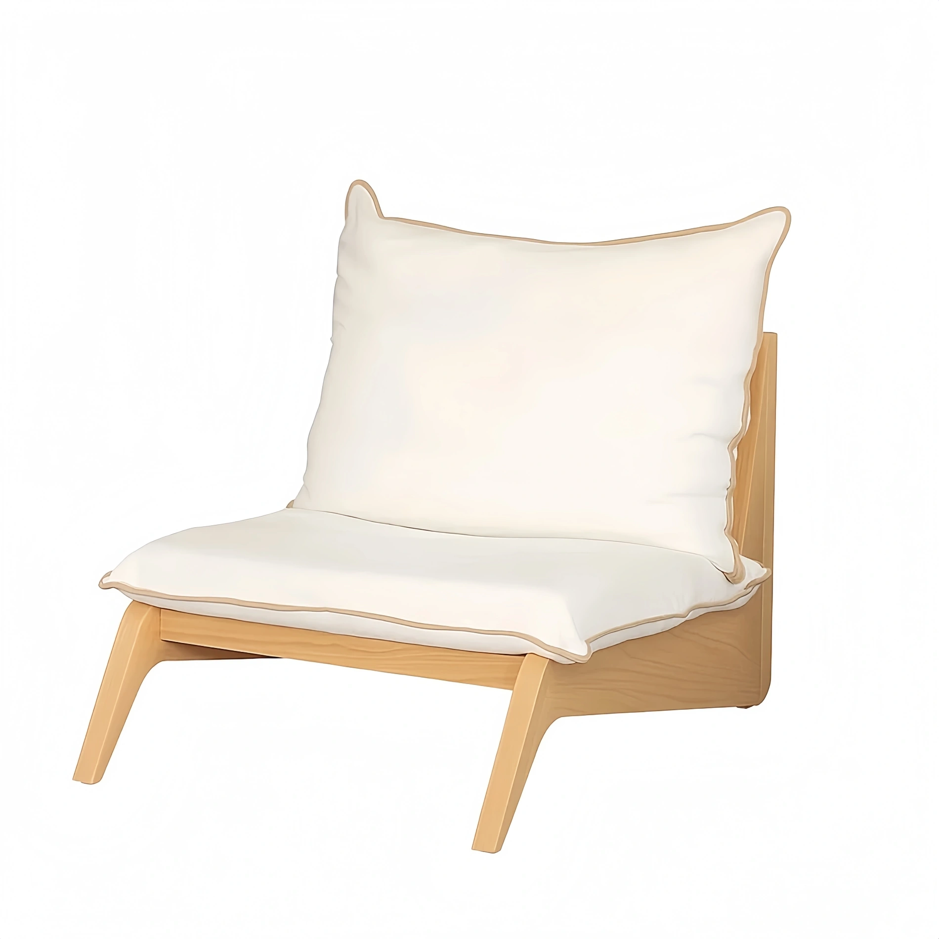 Fauteuil bas contemporain en bois et coussins rembourrés
