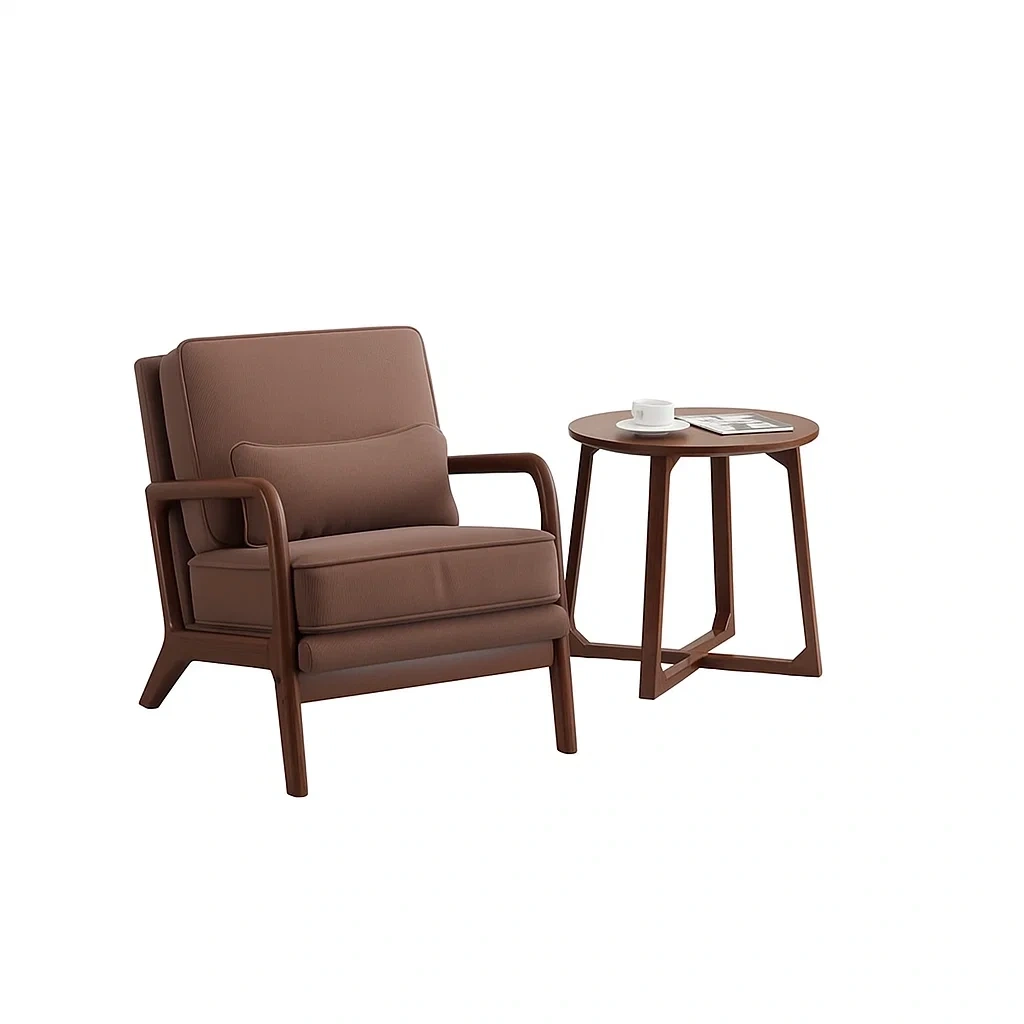 Ensemble 2 pièces avec 1 fauteuil et 1 table basse en bois