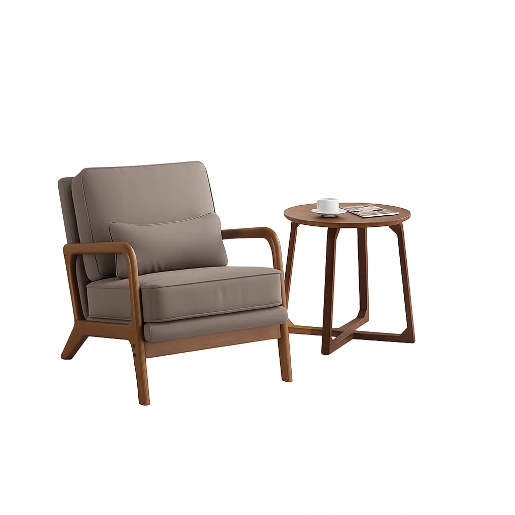 Ensemble 2 pièces avec 1 fauteuil et 1 table basse en bois