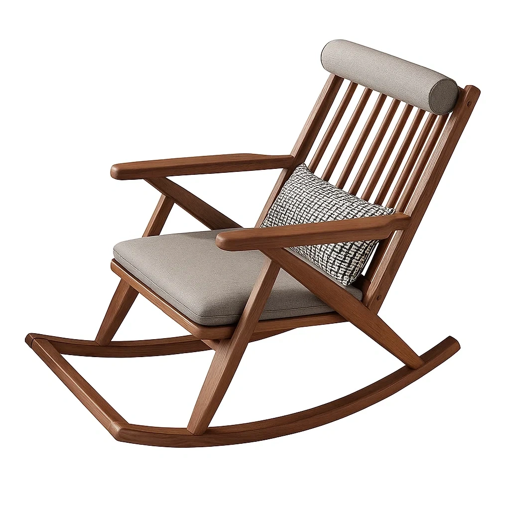 Fauteuil à bascule en bois avec coussin confortable